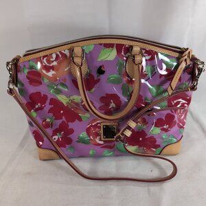 Dooney & Bourke Rose Garden Vinyl Leather Satchel Handbag Purse Pink K9427646